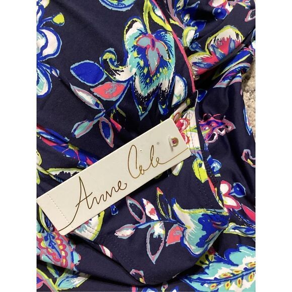 New. Anne Cole Navy floral bandeau swimsuit. 16W - Picture 8 of 9
